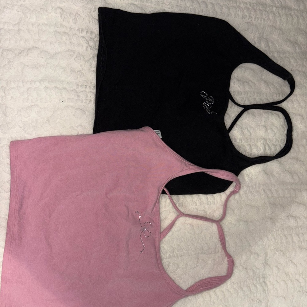 Victoria's Secret Black and Pink Racerback Tops